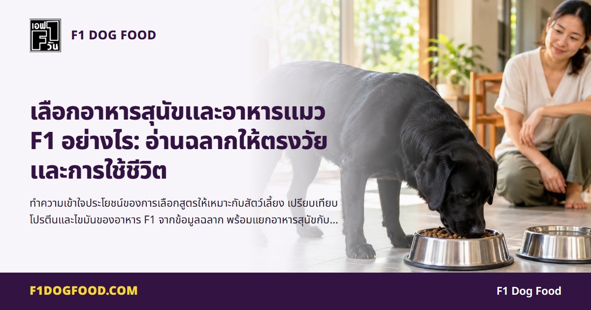 เลือกอาหารสุนัขและอาหารแมว F1 อย่างไร: อ่านฉลากให้ตรงวัยและการใช้ชีวิต | F1 Dog Food