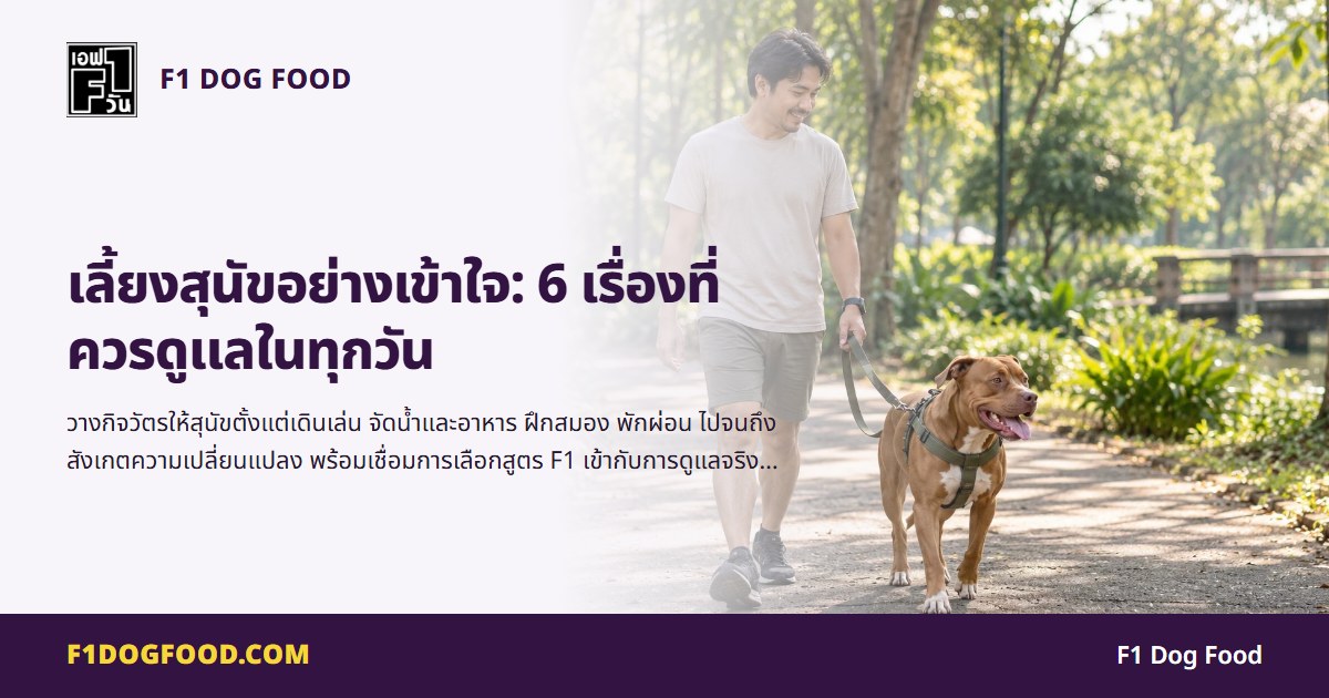 เลี้ยงสุนัขอย่างเข้าใจ: 6 เรื่องที่ควรดูแลในทุกวัน | F1 Dog Food