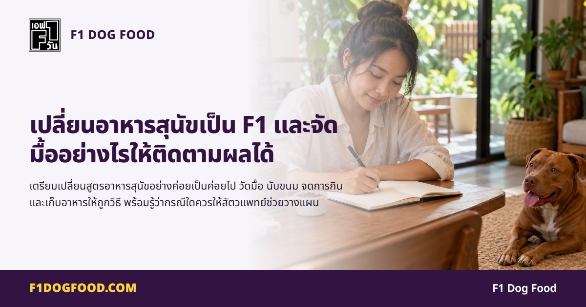 เปลี่ยนอาหารสุนัขเป็น F1 และจัดมื้ออย่างไรให้ติดตามผลได้ | F1 Dog Food